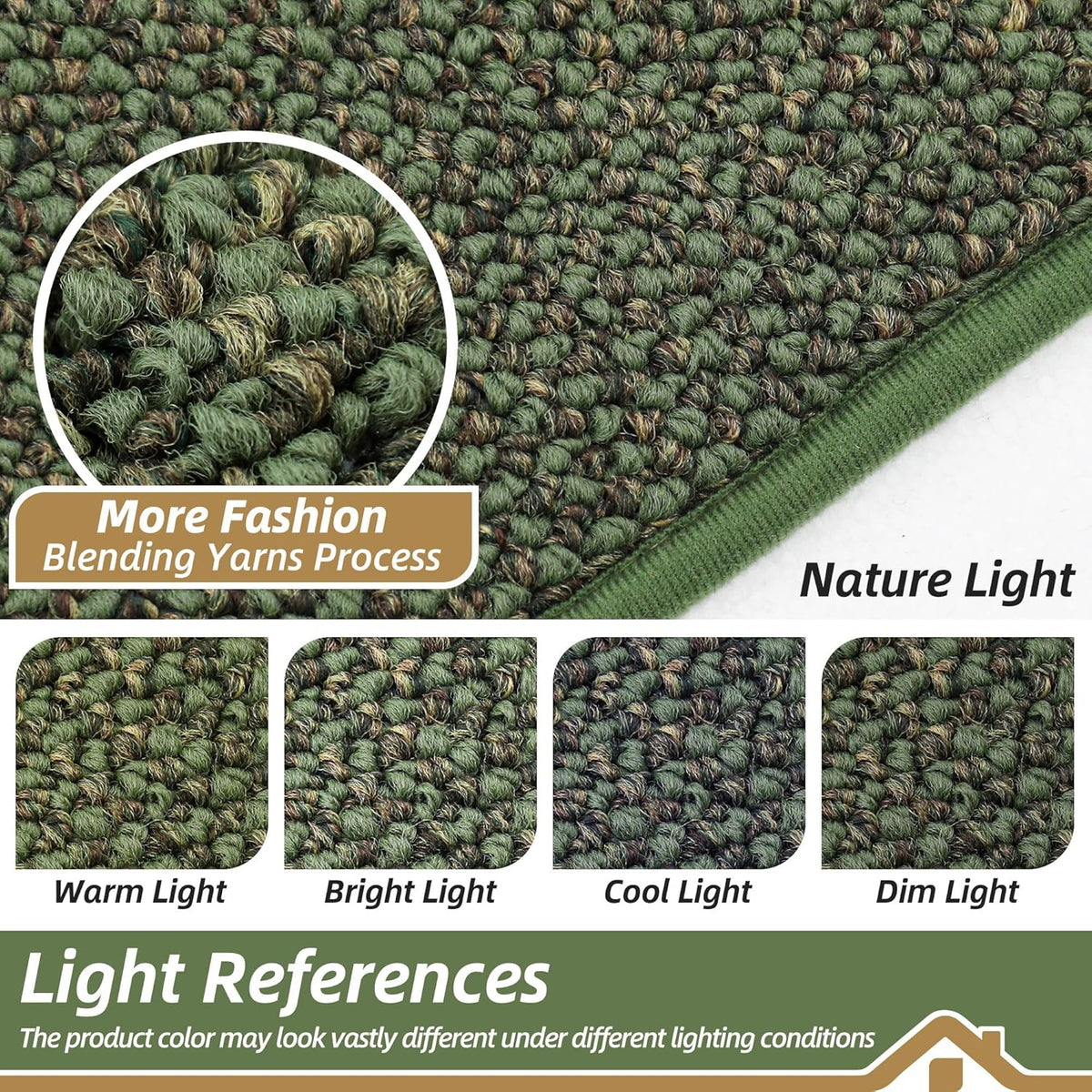 BEQHAUSE Kitchen Runner Rugs 24"x60", Non-Slip Kitchen Mats for Floor, Super Absorbent and Stain Resistant Kitchen Rug, Machine Washable Rugs for Kitchen, Hallway, Laundry & Sink, Green