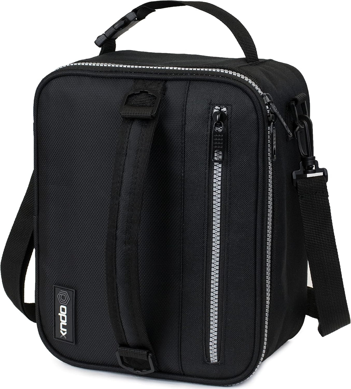 opux Insulated Lunch Box for Men Women Adult, Compact Lunch Bag for Kids Boy Girl Teen, Soft Lunch Cooler Bag for Work School, Leakproof Lunchbox Lunch Pail with Clip-on Buckle, Black