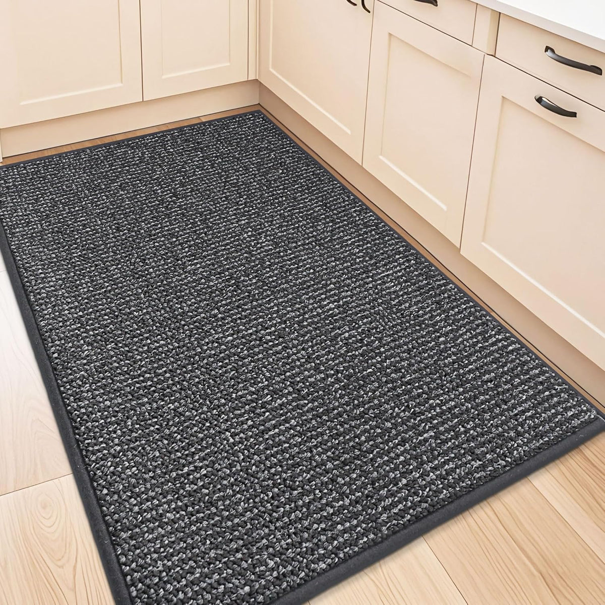 BEQHAUSE Kitchen Rugs 32"x48", Non-Slip Kitchen Mats for Floor, Super Absorbent and Stain Resistant Kitchen Rugs, Machine Washable Rugs for Kitchen, Hallway, Laundry & Sink, Charcoal