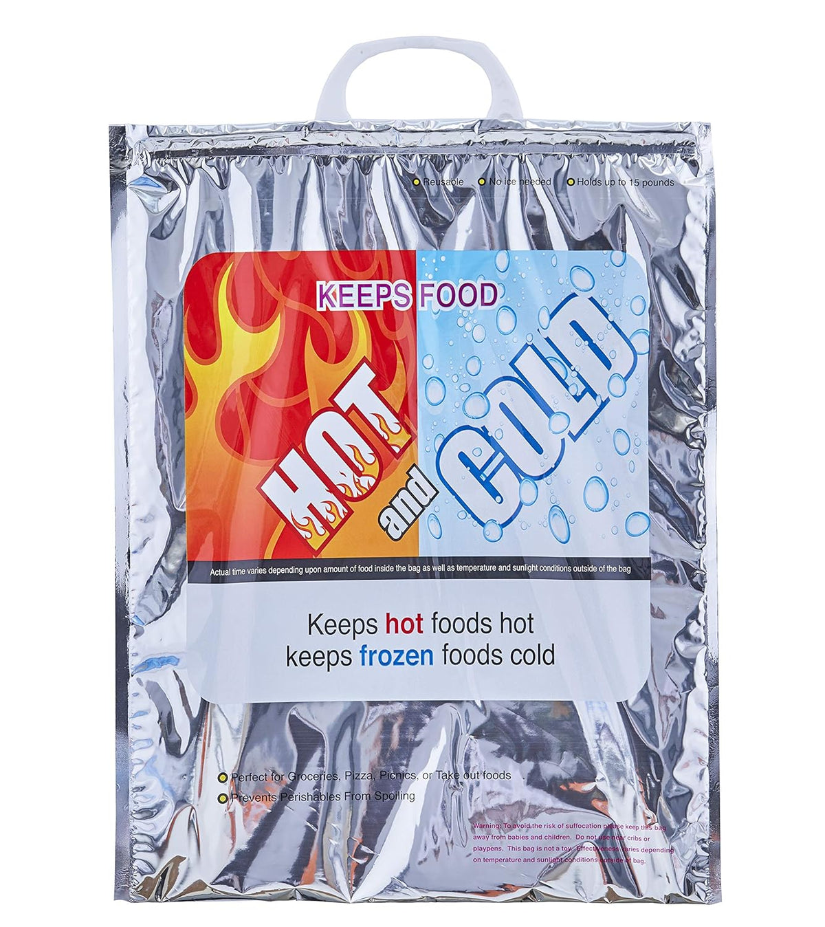 Superio Hot and Cold Insulated Bags for Food Delivery, Grocery Shopping Bags, Food Storage for Hot and Frozen Food for Travel, Disposable Cooler Bag, Reinforced Thermal Lunch Bag (1, 13.5"x17.5")