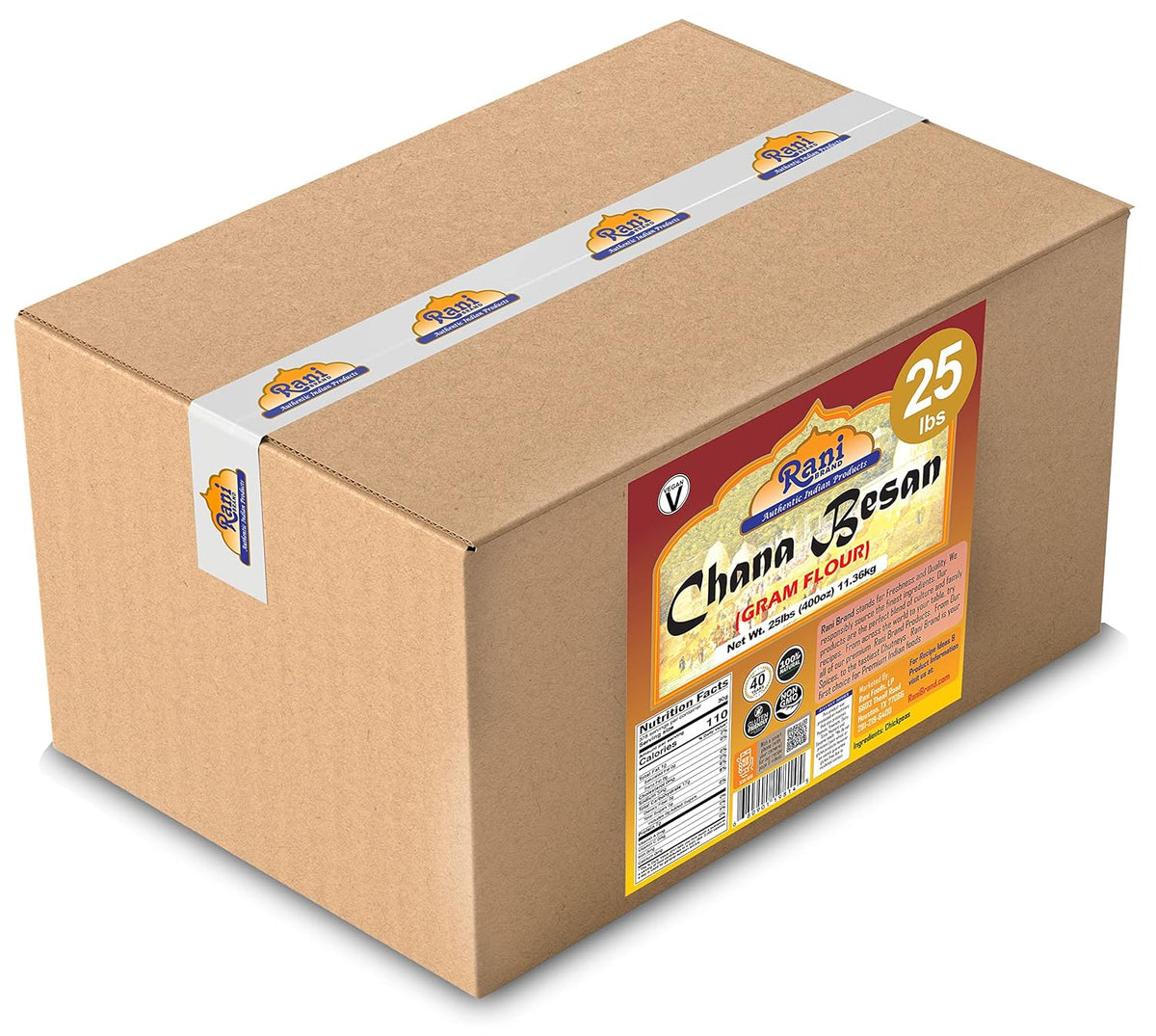 Rani Chana Besan (Chickpeas Flour, Gram) 400oz (25lbs) 11.36kg Bulk Box ~ All Natural | Vegan | Gluten Friendly | NON-GMO | Kosher | Indian Origin