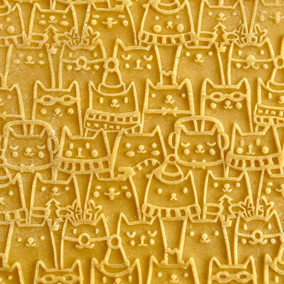 HAPPY CATS Embossing Rolling Pin. Dough and Clay Roller for Embossed Cookies and Pottery. Cookie and Ceramic Stamp. Baking Gifts by Algis Crafts