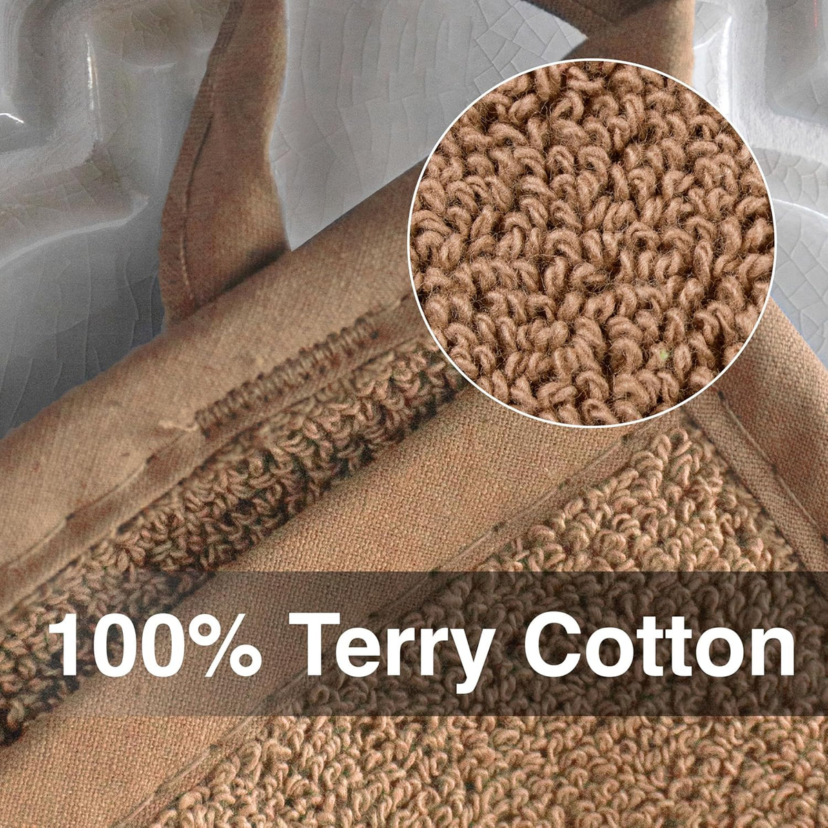 RITZ Terry Pocket Mitt & Hot Pad: Unparalleled Heat Resistant, Durable 100% Cotton,Ergonomically Designed for Optimal Grip, Easy-Care Machine Washable 2-Pack, Mocha