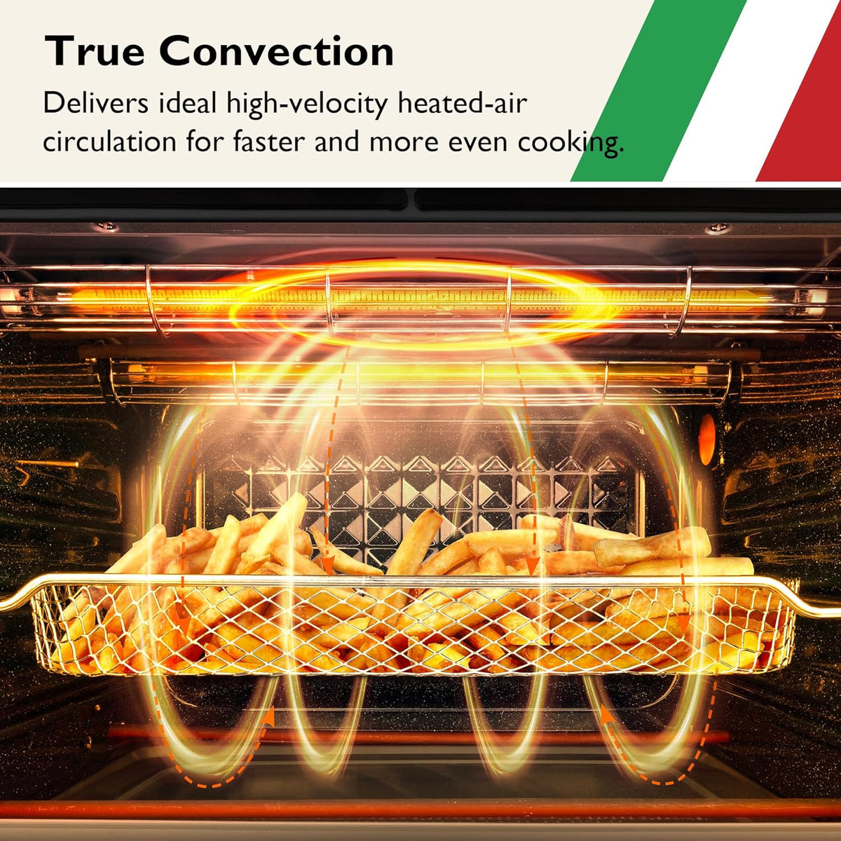 Air Fryer Toaster Oven Combo 10-in-1 Countertop Oven with Graphene Heating and True Convection, Non-Toxic Enamel Interior, Bake 12" Pizza, 6 Slices Toast, with Enamel Baking Pan Easy Clean