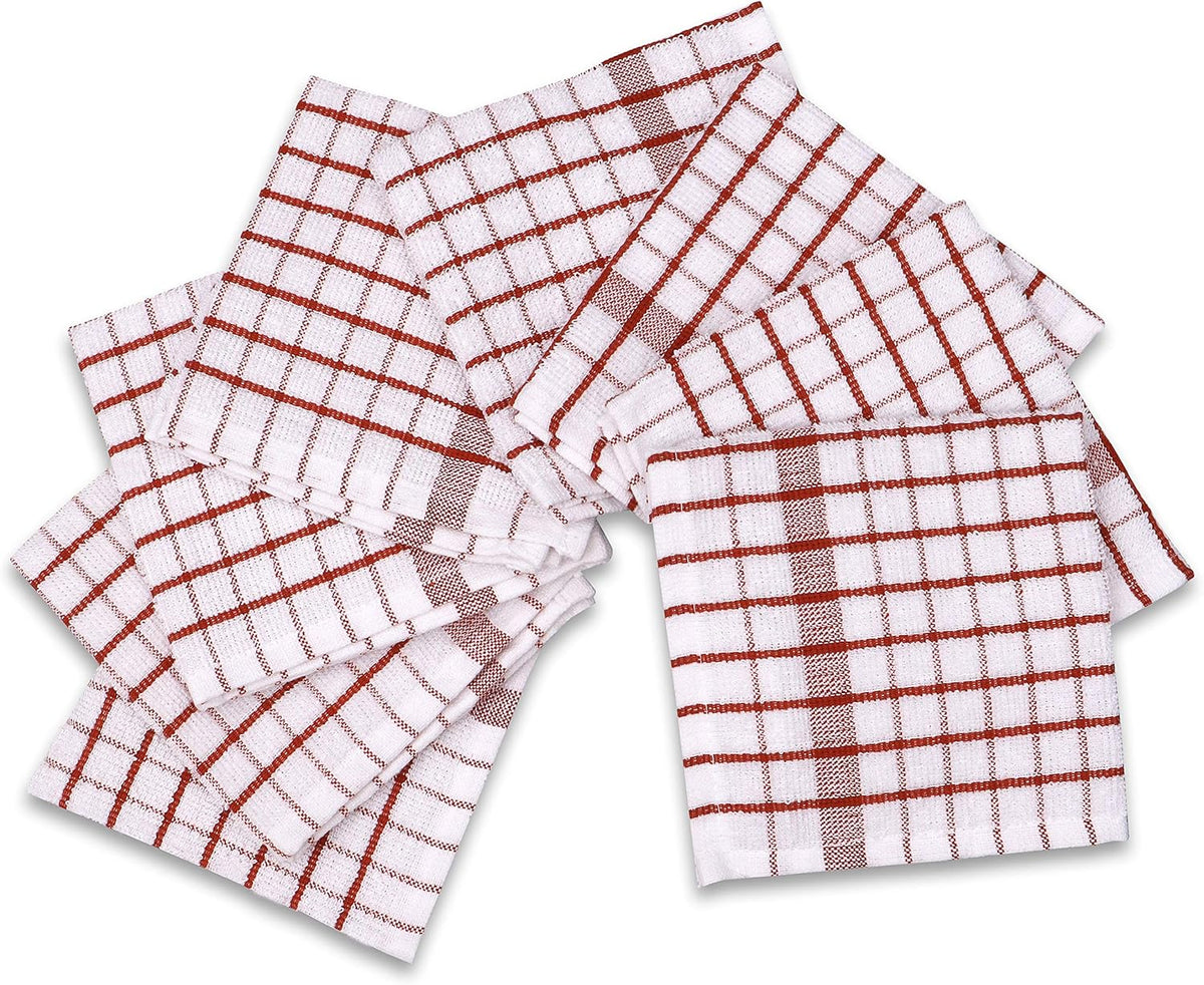AMOUR INFINI Kitchen Dish Cloths Set of 8 - Ultra Soft, Highly Absorbent, Quick-Drying Terry Cotton Dishcloths 12"x12" Inch Wash & Cleaning Cloths for Kitchen & Dishwashing (Rust)