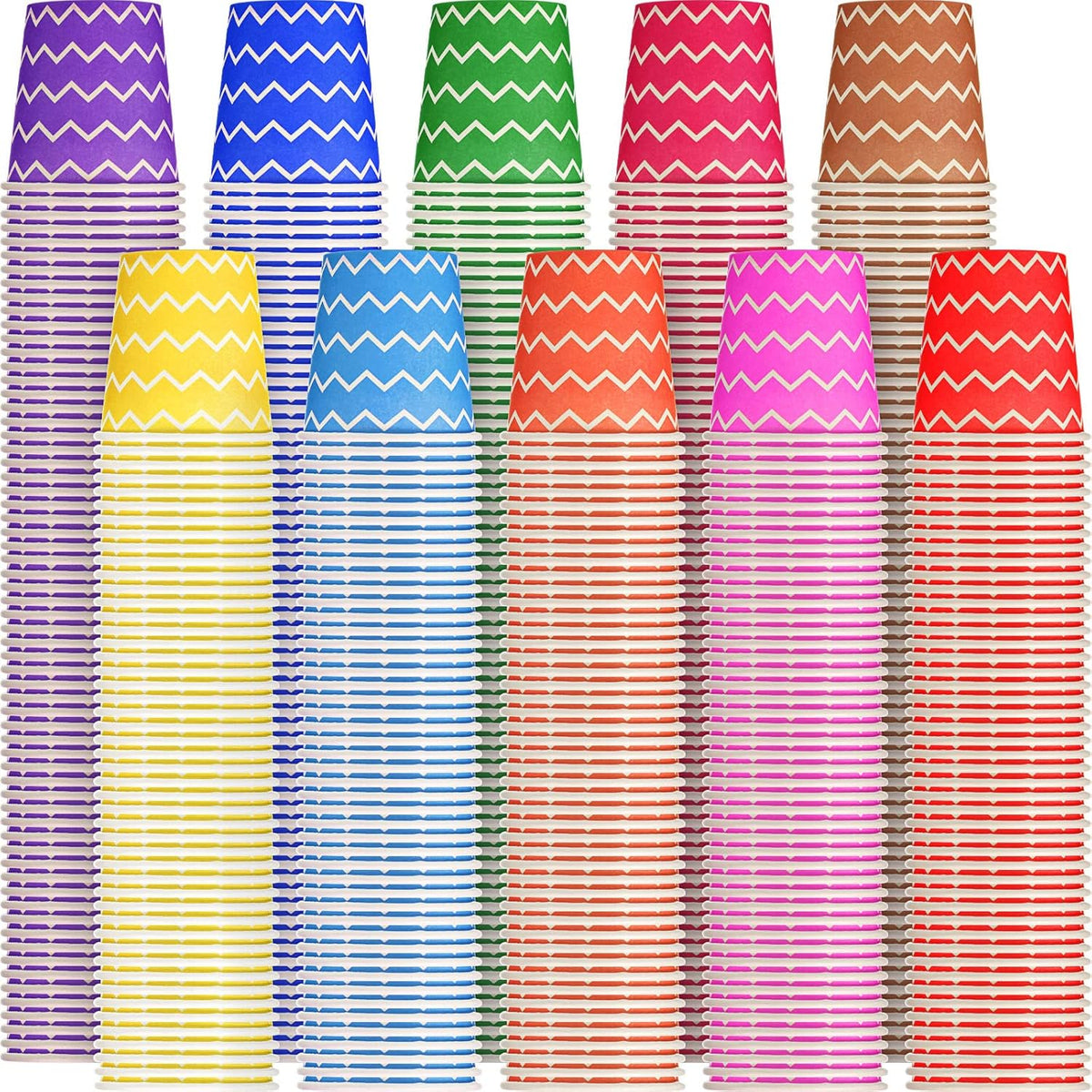 Thenshop 1000 Pieces 5oz Paper Cups, Strip Multicolor Disposable Cups, Cold Beverage Drinking Mini Mouthwash for Parties, Picnic, Travel, Events Barbecues, Coffee, 10 Colors