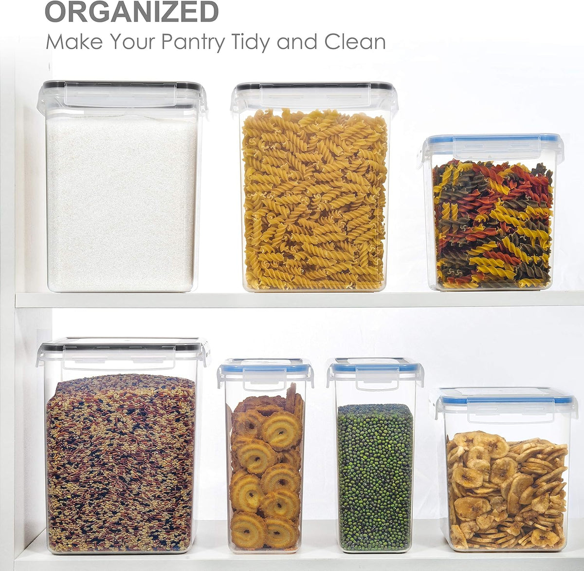 Medium Food Storage Containers with Lids Airtight 2.5L /84.5Oz, for Flour, Sugar, Baking Supply, 3PCS BPA Free Plastic Canisters for Kitchen Pantry Organization