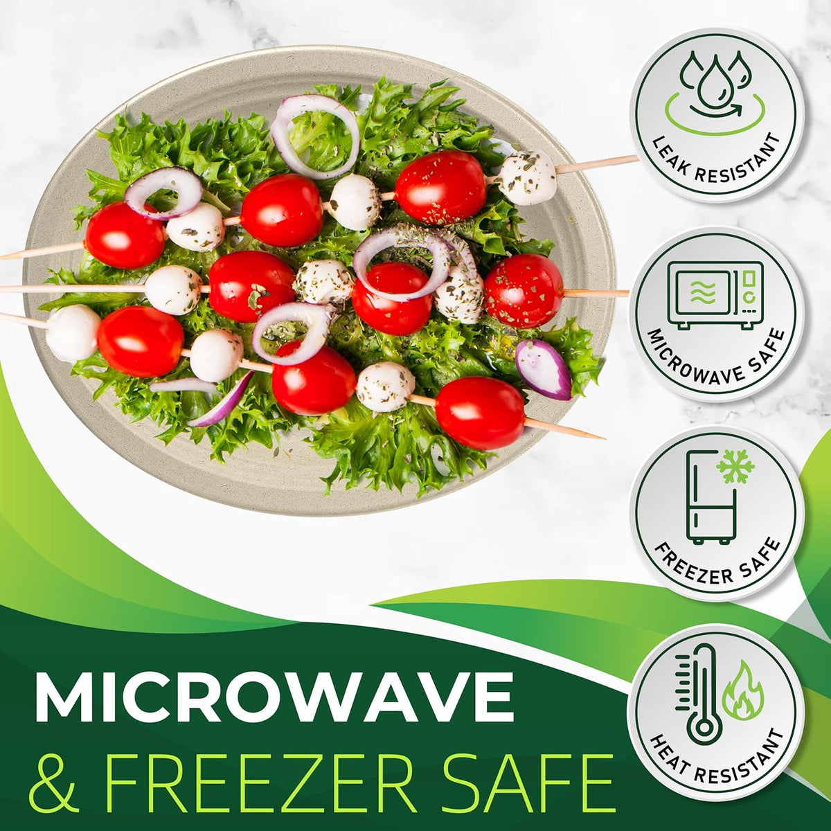 100PCS 100% Compostable Original Oval Paper Plates(12in), Heavy Duty Disposable Plates, Eco-Friendly Dinner Plates, Biodegradable Salad, Meal, Dessert Plates, Perfect for Parties, Picnic, BBQ