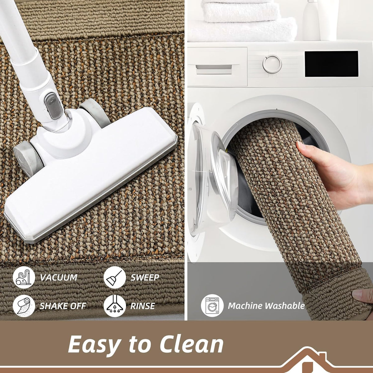 BEQHAUSE Kitchen Rugs and Mats Set of 2 Non-Slip Kitchen Mats for Floor, Absorbent and Stain Resistant Kitchen Runner, Machine Washable Rugs for Kitchen, Laundry & Sink, 24"x36"+24"x60", Taupe