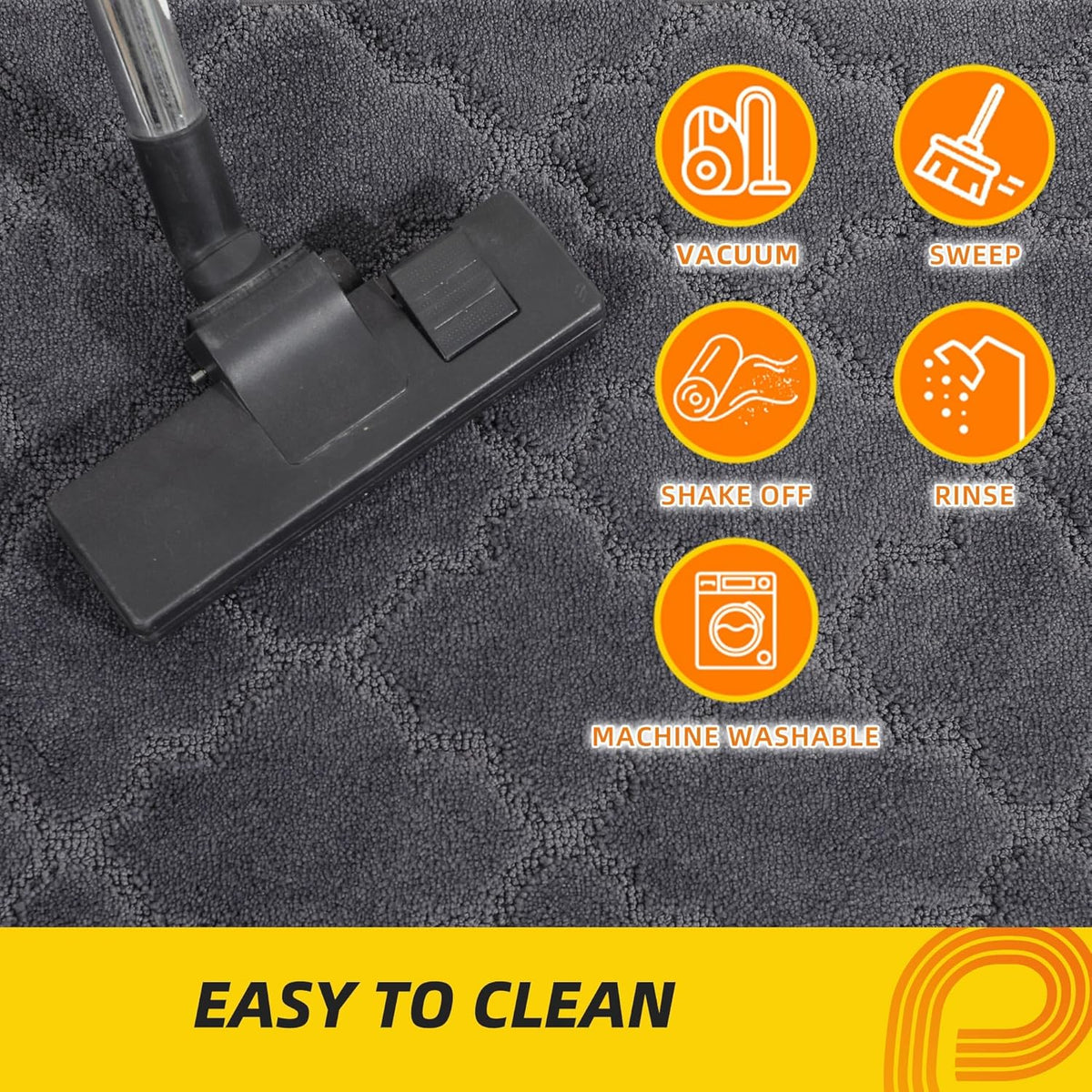 JSEI Kitchen Rugs, Non-Slip Kitchen Mats for Floor, Soft Washable Absorbent Kitchen Mats 2 Pieces, Kitchen Carpet Runner with TPR Backing, Polyester, 24”x36”+24”x60”, Dark Grey