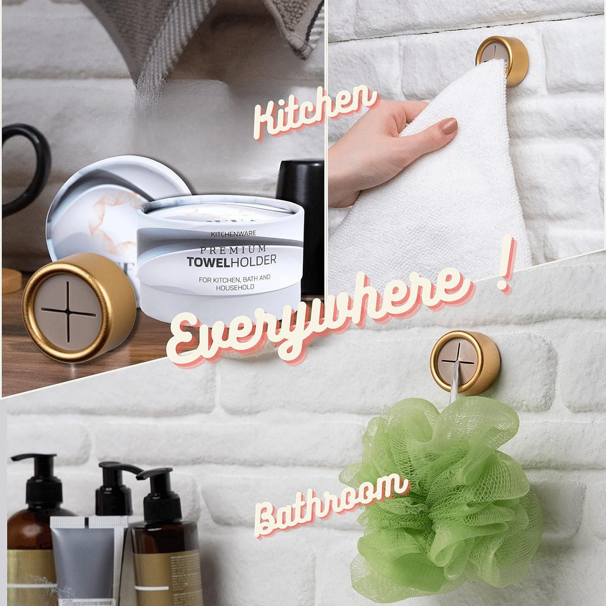 HEFA Eco-Friendly Towel Hooks - Dish, Hand & Kitchen Towel Holder, 8 Pack - Kitchen Organization Gadgets