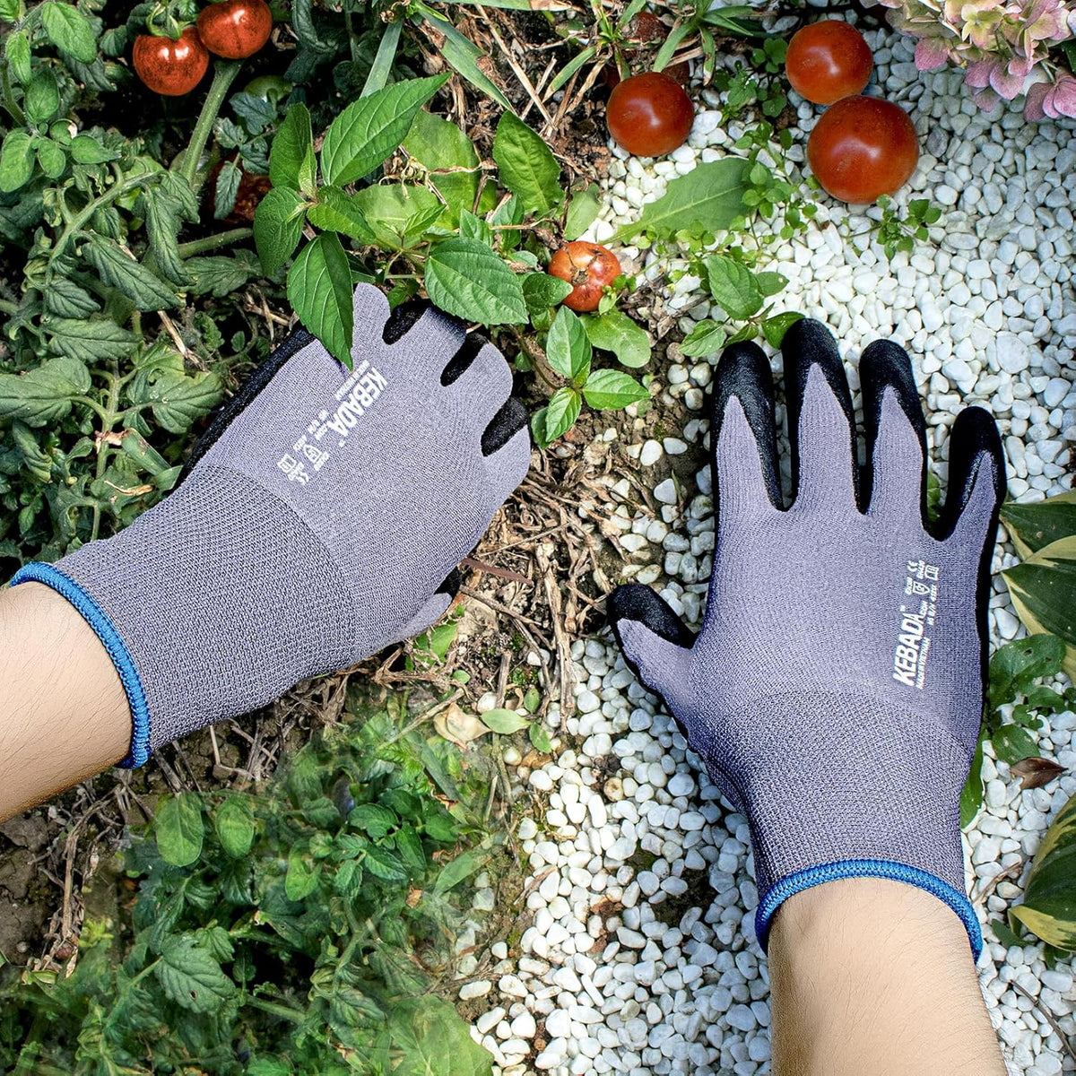 Kebada Work Gloves for Men and Women, Foam Nitrile Coated Safety Gloves with Grip, Ideal for Warehouse Package Handling, Gardening, Mechanic and Construction, Small