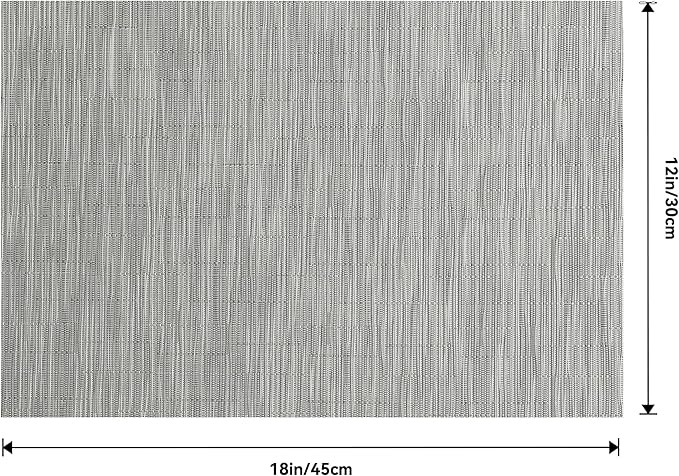 Leetaltree Silver Placemats Set of 12 - Heat Resistant Non-Slip Place mats for Dining Table, Washable Durable PVC Vinyl Woven Table Mats（Sliver, 12）