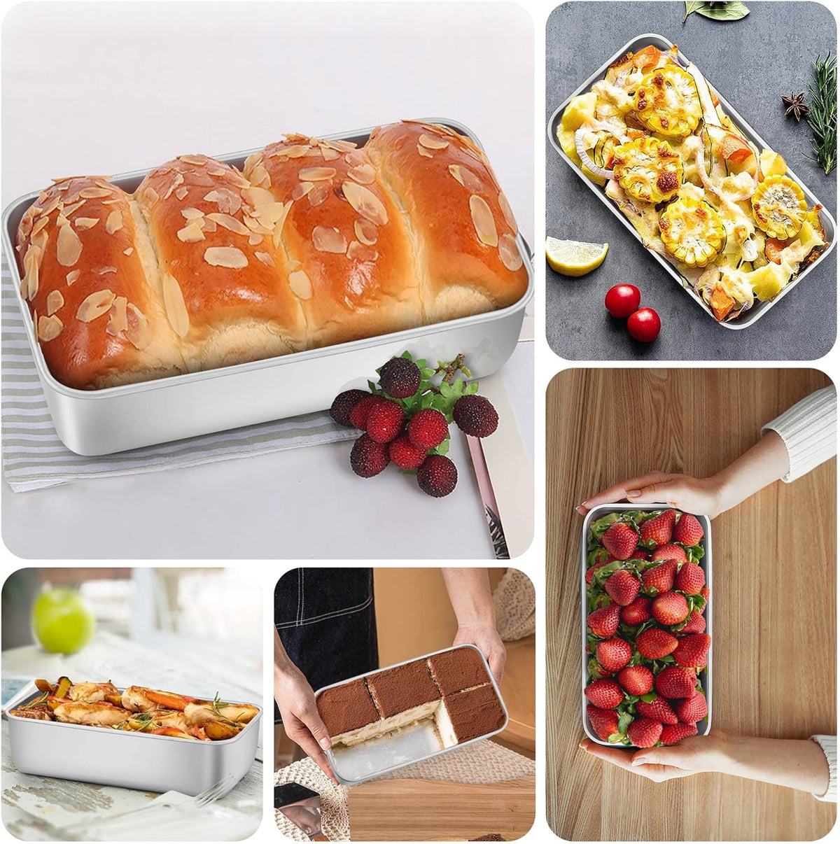 LIANYU 2 Pack Bread Loaf Pans for Baking Bread, 9x5Inch Stainless Steel Meatloaf Baking Pan, Loaf Tin for Homemade Banana Brownies and Pound Cakes, Dishwasher Safe