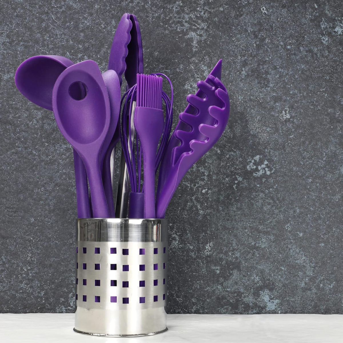 Chef Craft Premium Silicone Spaghetti/Pasta Fork, 11.5 inch, Purple