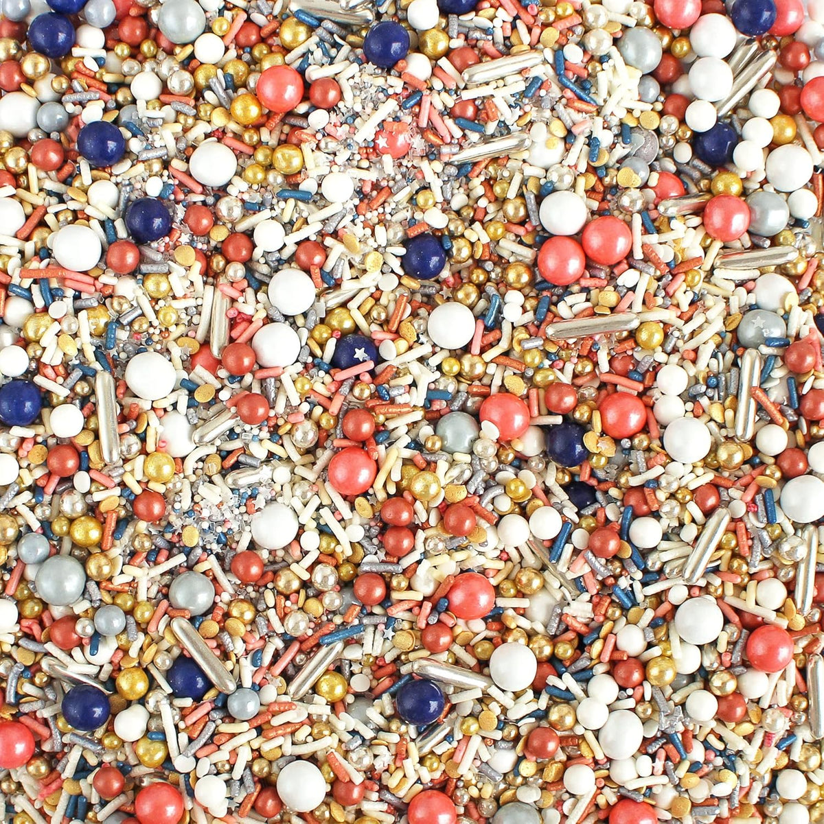 Sprinkle Pop Bridal Party Sprinkle Mix| Navy Blue White Coral Sprinkles with Gold & Silver Metallic Dragees| Wedding Sprinkles Made in USA for Decorating Cakes Cupcakes Donuts Cookies Ice Cream, 2oz