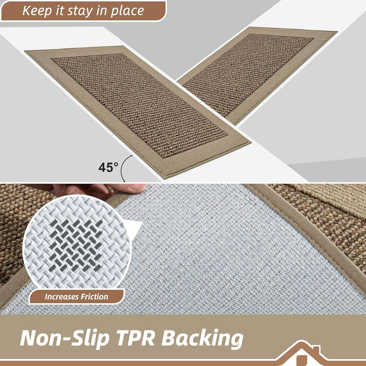 BEQHAUSE Indoor Door Mat 32" x 48", Dirt Trapper Door Mats Non-Slip Entryway Rugs Washable, Resist Dirt Absorbent Welcome Mat, Low Profile Floor Mats for Front Back Door and Entryway, Taupe