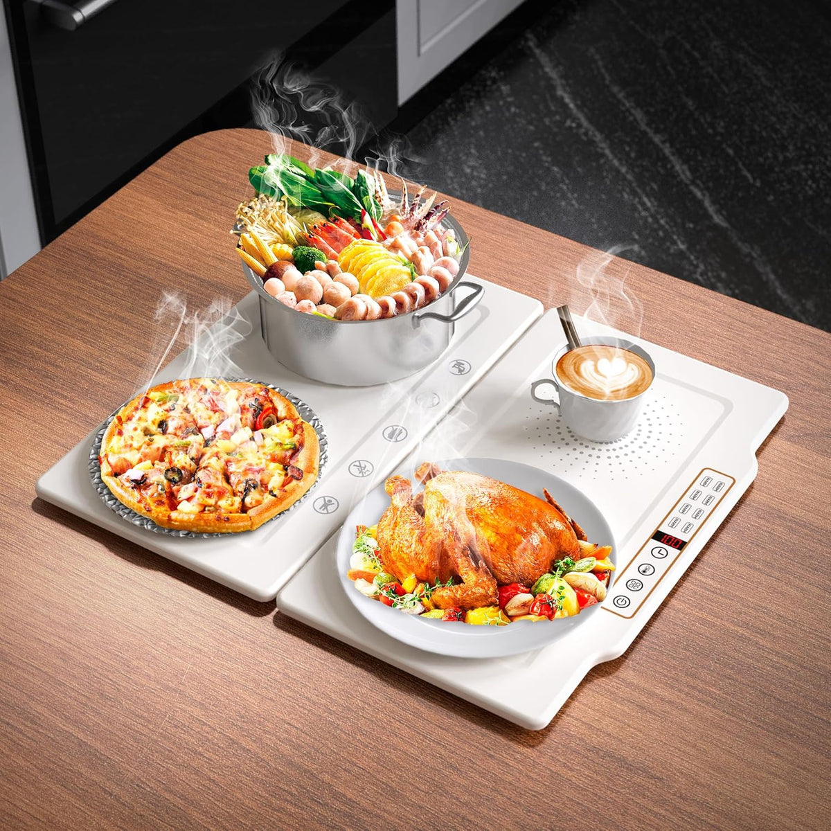 TOPRATED Large Splicing Electric Warming Tray (17x15 inch), Metal Foldable and Portable Heating Warmers Food Warming Mat for Kitchen,Parties, Buffet, Restaurant, Family dinner,Countertop
