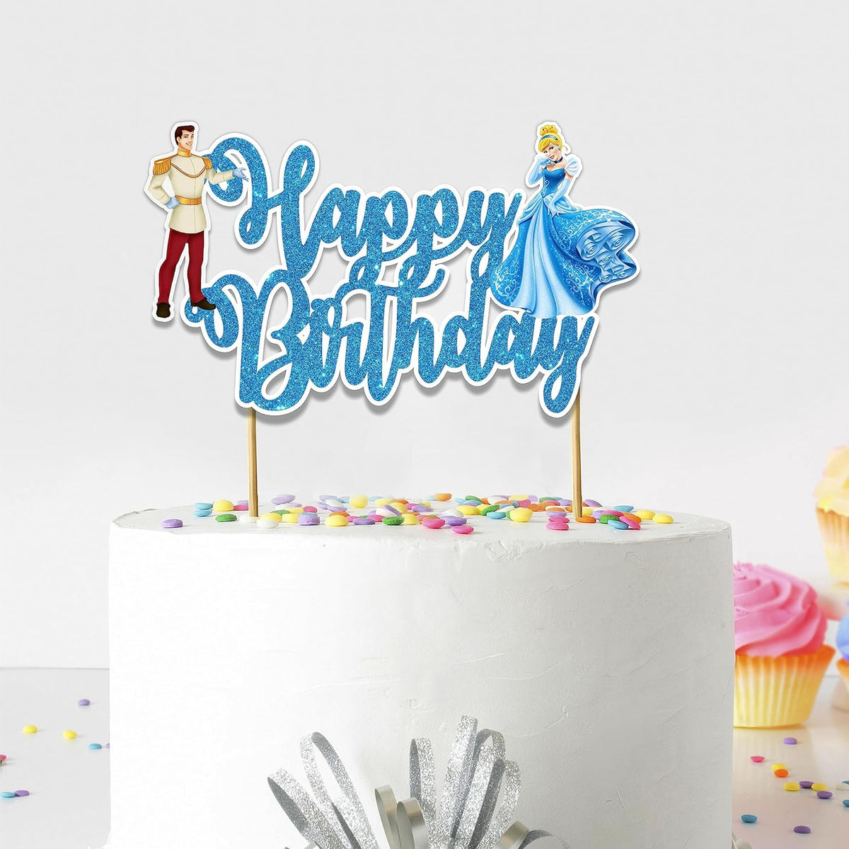 Cnderela Happy Birthday Cake Topper