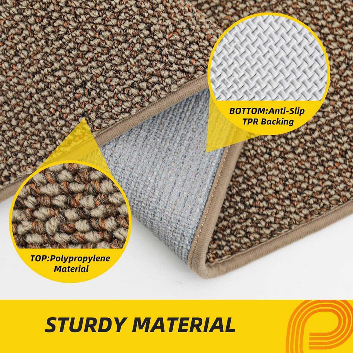 JSEI Dirt Trapper Door Mat 24"x60" Non-Slip Washable Entrance Mat, Dog Doormats, Absorbent & Fade-Resistant Floor Mats, Low Profile Welcome Mats for Entryway, Front Door, and Inside Entrance, Beige