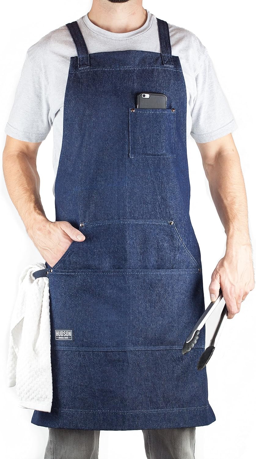 Hudson Durable Goods - Professional Grade Chef Apron for Kitchen, BBQ & Grill