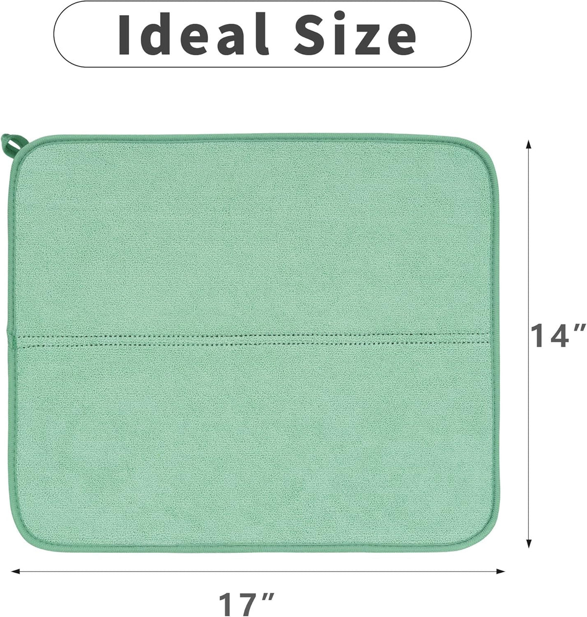 FRESHMNIT Dish Drying Mat for Kitchen Counter, 2 Pack Microfiber Absorbent Dish Drying Mats, 14" x 17" Dish Drying Pad, Dishes Drainer Mat for Countertops or Sink