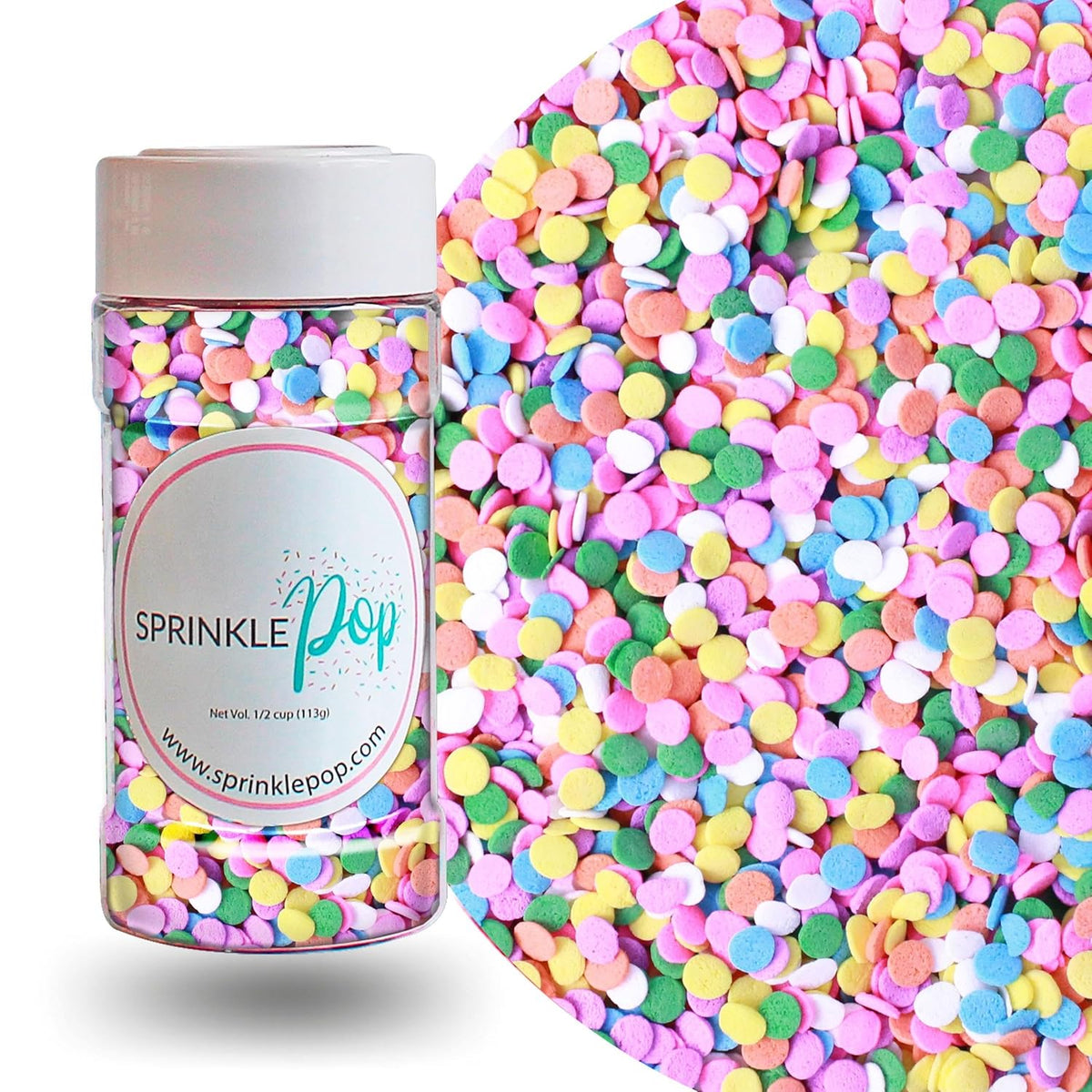 Pastel Confetti Sprinkle Mix| Made In USA By Sprinkle Pop| Pink Yellow Purple Orange Blue White 3MM Confetti Sprinkles| Easter Sprinkles Confetti For Decorating Cakes Cookie Cupcakes Ice Cream, 4oz