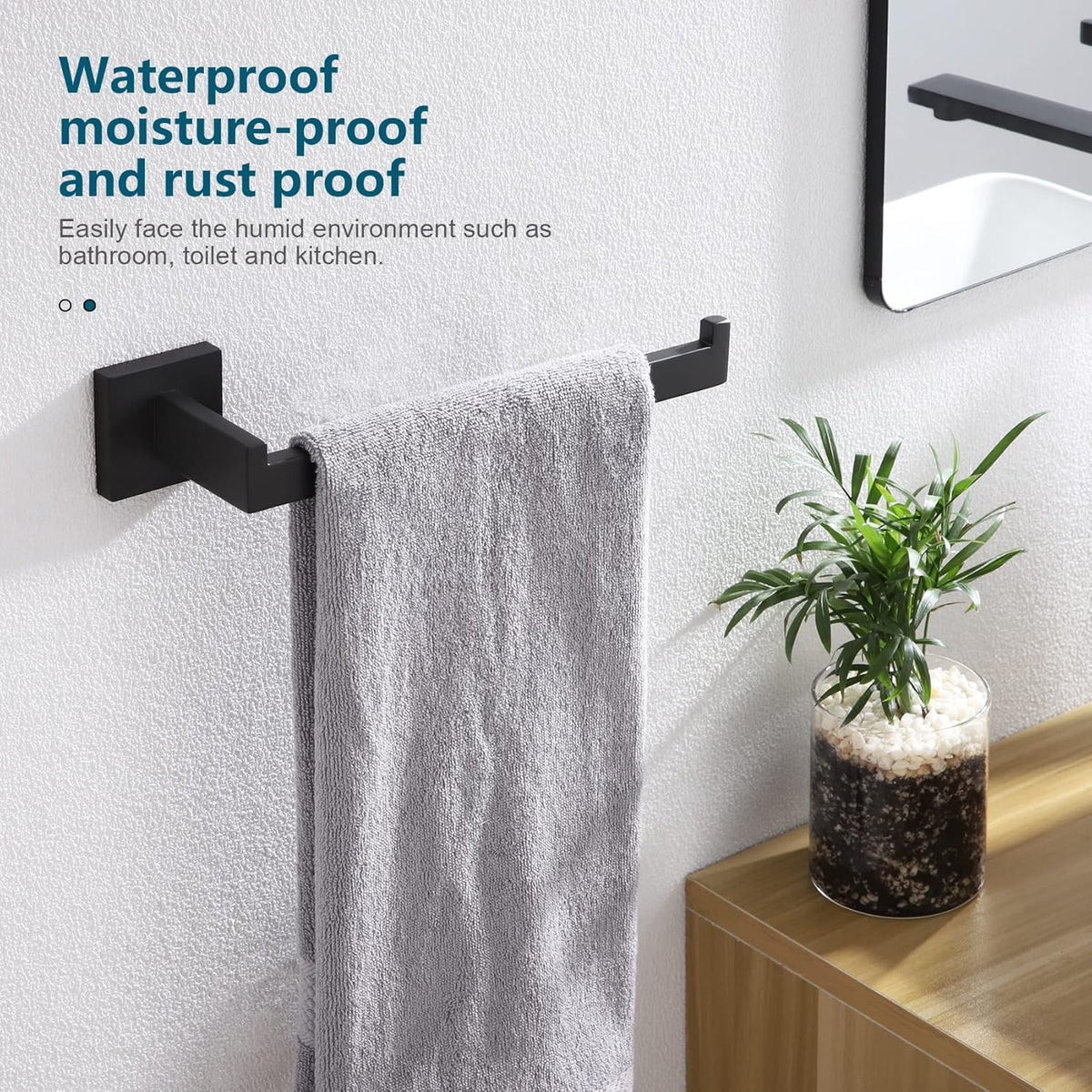 KOKOSIRI Black Towel Ring Hand Towel Racks Rods Bathroom Towel Rails Kitchen Hardware Stylish Stainless Steel, Wall Mount, B3003BK