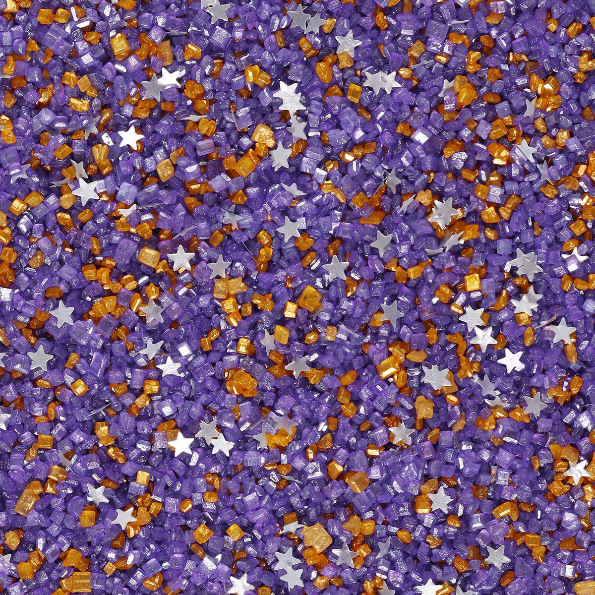 Sanding Sugar Edible Silver Glitter Stars Mix, Edible Purple Gold Sugar Sprinkles for Cake Decorating, Cupcake Toppers Cookie Decorations For Wedding Party Celebrations 3.5oz