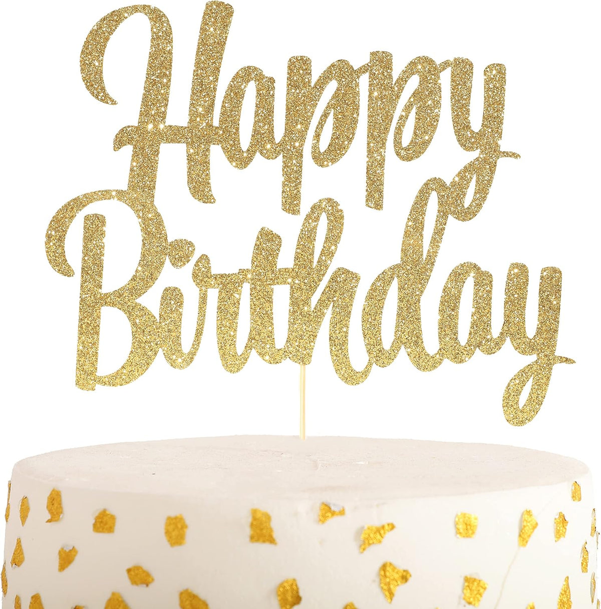 Happy Birthday cake topper - 1/10/13/15/16th gold cake topper, 1st/21st birthday party cake Happy Birthdays,30/40/50/60/70/80/90/100th happy birthday cake topper