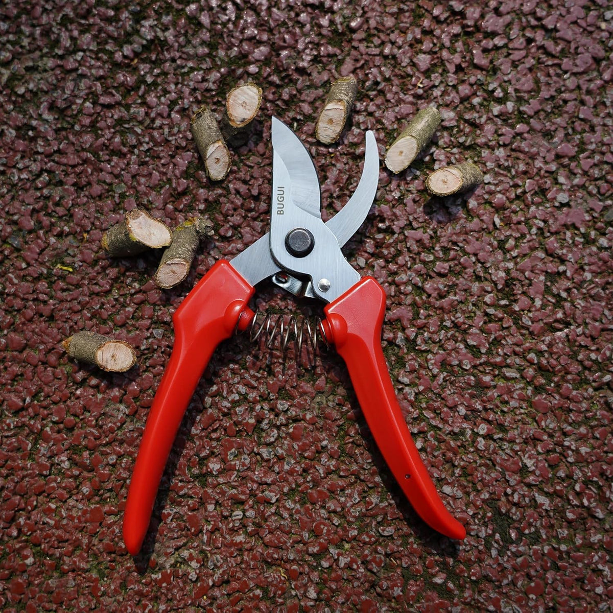BUGUI Pruning Shears Garden Shears - Premium Alloy Steel Bypass Pruner, Precision-ground Blades, Heavy Duty Gardening Tools, 7" (H201)