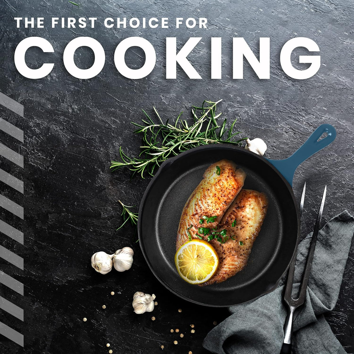 Utopia Kitchen Cast Iron Frying Pan 8 Inch, Cast Iron Chefs Pan, Pre Seasoned Skillet, Safe Grill Cookware for Indoor & Outdoor Use, Teal